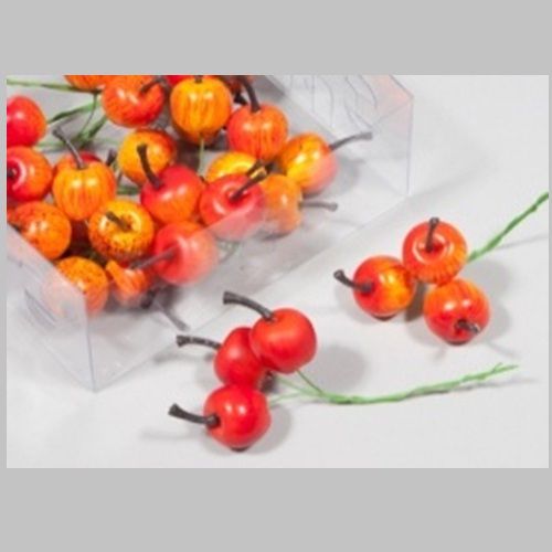 Apples D2.5 cm assorted matte 36 pcs on wire