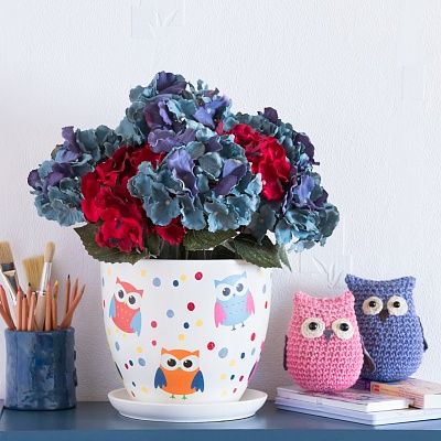 Hydrangea Retro Silent Cachepot Dekollete Owls