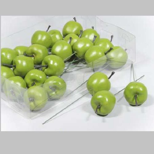 Apples D3.5 H9 cm green matte 24 pcs on pike