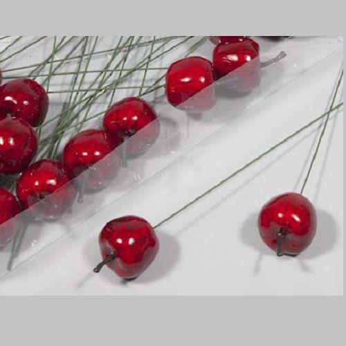 Apples D3.5 H20 cm red glossy 24 pcs on a pike