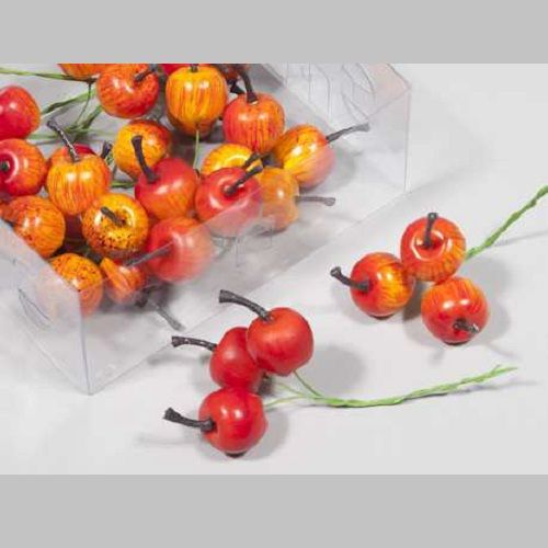 Apples D2,5 cm red glossy 36 pcs on wire