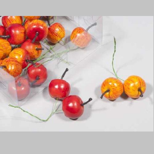 Apples D3 cm assorted matt 24 pcs on wire